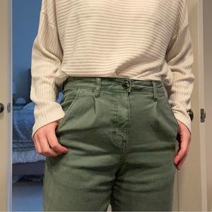 Zara Green High-Waisted Wide Leg Trousers